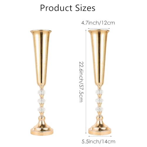 Gold Metal Vases Set of 2 for Tables - Wedding Centerpieces, Decor - Variation of THIS listing
