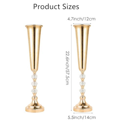 Gold Metal Vases Set of 2 for Tables - Wedding Centerpieces, Decor - Variation of THIS listing