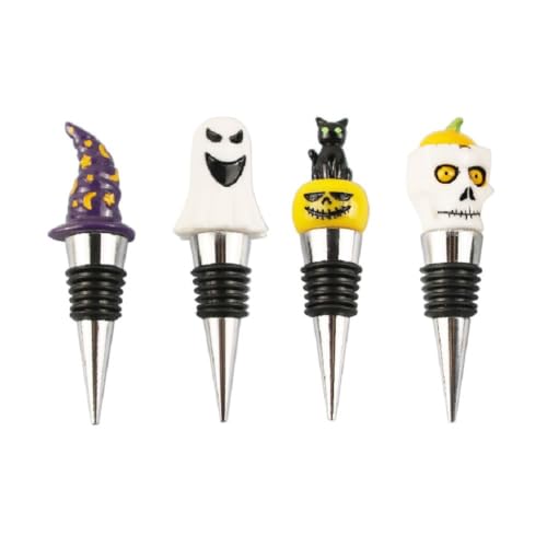 Halloween Wine Bottle Stoppers Set Skull Black Cat Pumpkin Decor