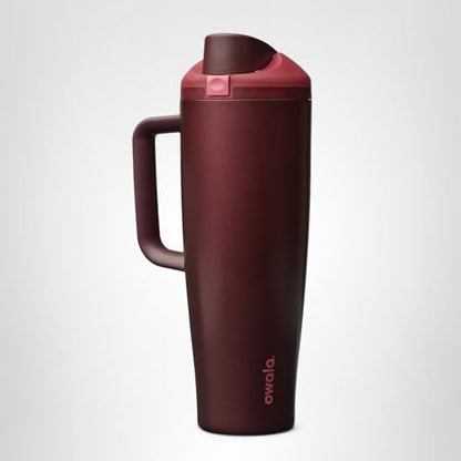Owala FreeSip Tumbler Insulated Stainless Steel Water Bottle with Built-in Straw and Side Handle, For Travel, Work, School, and Sports, 40oz, BPA Free, Leak Proof, Black Cherry