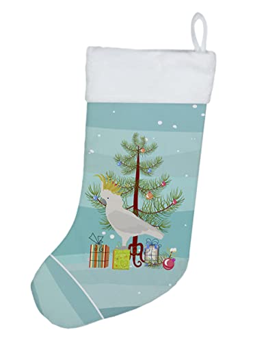 Christmas Stocking with Cockatoo Design - 18 Inch Holiday Decor, Plush Suede Material, Festive Gift