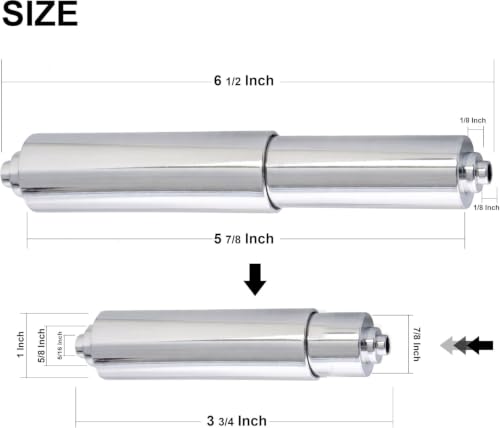 Universal Chrome Toilet Paper Holder Replacement Rod 2 Pack