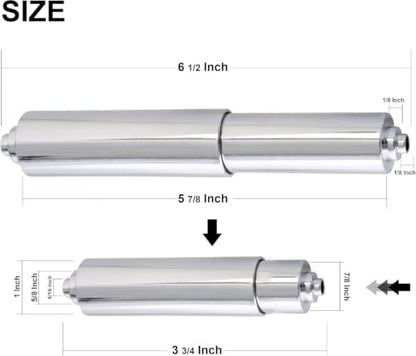 Universal Chrome Toilet Paper Holder Replacement Rod 2 Pack