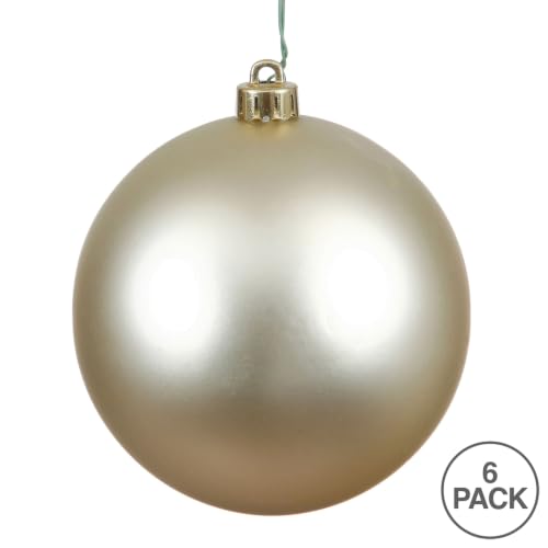 Champagne Matte Holiday Ornaments - Shatterproof Plastic, 4-Inch, Set of 6