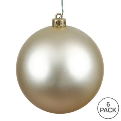 Champagne Matte Holiday Ornaments - Shatterproof Plastic, 4-Inch, Set of 6