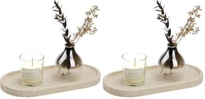Travertine Tray Set - Light Beige 12x6 Inches Natural Marble Vanity Catchall