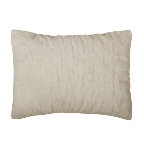 French Flax Linen Pillow Sham - Standard 20x26in Natural Tack Quilted