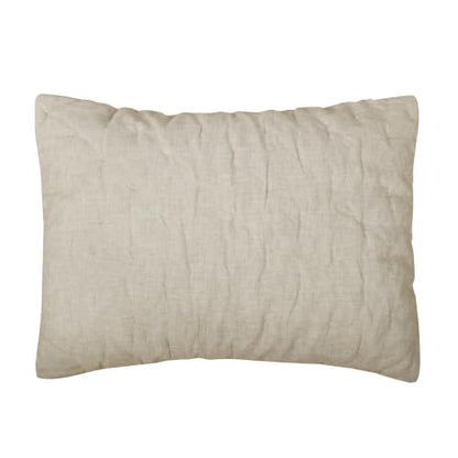 French Flax Linen Pillow Sham - Standard 20x26in Natural Tack Quilted