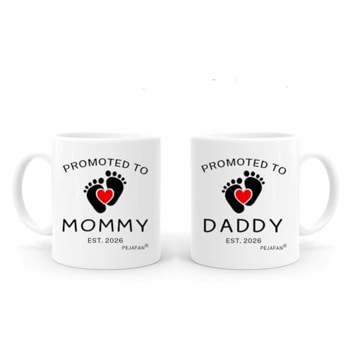 Promoted to Parents 2026 Mom & Dad Coffee Mug Set - First Time Gift, Mom Dad Variation 2026