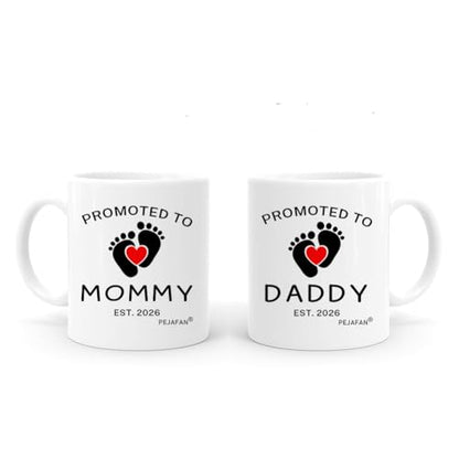 Promoted to Parents 2026 Mom & Dad Coffee Mug Set - First Time Gift, Mom Dad Variation 2026
