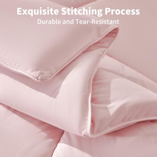 Pink Twin Ultra-Soft Jersey Knit Comforter - Lightweight All-Season Down Alternative