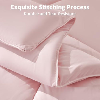 Pink Twin Ultra-Soft Jersey Knit Comforter - Lightweight All-Season Down Alternative
