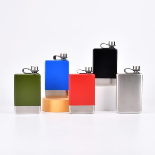 Black Stainless Steel Square Hip Flask 9oz with Leakproof Screw Cap