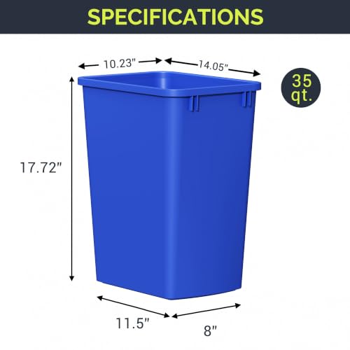 35QT Slim Kitchen Trash Can - Space-Saving Waste Bin, 2 Pack