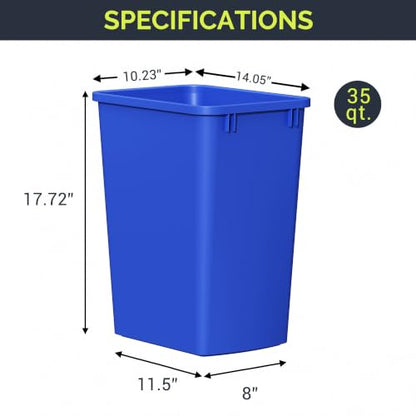 35QT Slim Kitchen Trash Can - Space-Saving Waste Bin, 2 Pack