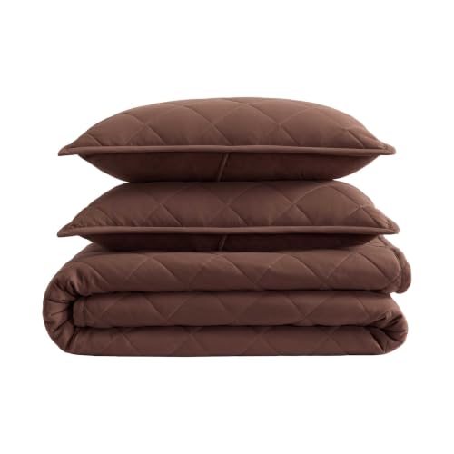 Queen Reversible Quilt Set with Matching Shams - Hendrick Brown Bedding