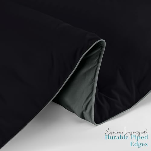 Utopia Bedding Comforter Duvet Insert, Quilted Comforter with Corner Tabs, Box Stitched Down Alternative Comforters Queen Size (Black/Grey, Pack of 4)