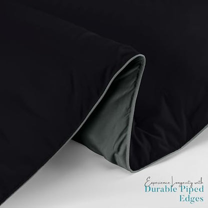 Utopia Bedding Comforter Duvet Insert, Quilted Comforter with Corner Tabs, Box Stitched Down Alternative Comforters Queen Size (Black/Grey, Pack of 4)