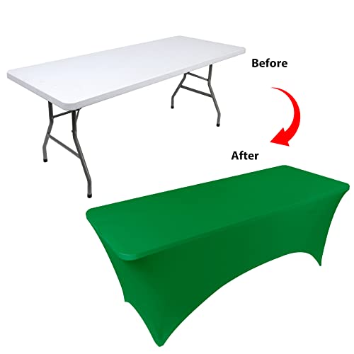 BDDC Table Covers for 4 Foot Tables, Spandex Table Covers 4ft, Emerald Green Table Cloths Rectangle 4ft for Events, Wedding, Banquets & Parties