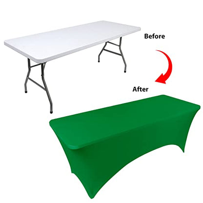 BDDC Table Covers for 4 Foot Tables, Spandex Table Covers 4ft, Emerald Green Table Cloths Rectangle 4ft for Events, Wedding, Banquets & Parties