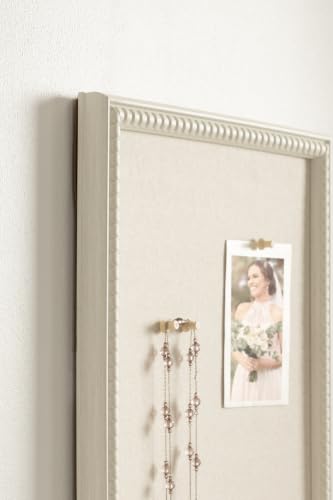 White 15x24 Inch Beaded Linen Fabric Pinboard - Kate and Laurel Makenna