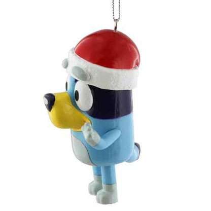 Kurt S. Adler Bluey with Santa Hat Christmas Holiday Ornament Set Gift Boxed (One Size, Blue)