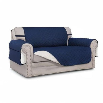 Easy-Going Reversible Loveseat Couch Cover for 2 Cushion Couch Sofa Cover for Dogs Water Resistant Furniture Protector with Foam Sticks Elastic Straps for Pet (Loveseat, Navy/Ivory)