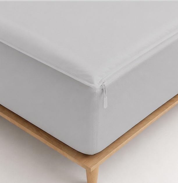 Twin XL Zipper Fitted Sheet Set - Light Grey, 10 Inch Deep Microfiber Bedding