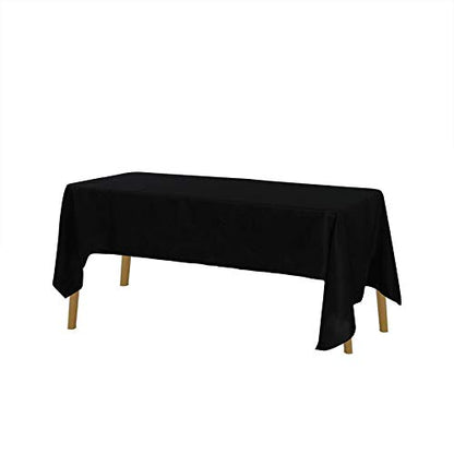 Rectangle Tablecloth 60x120 Inch Washable Polyester for Wedding Party Dining - 12 Pack Black