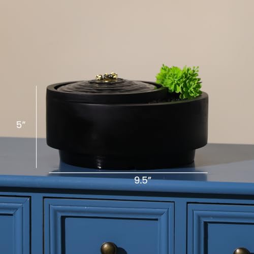 9 Inch Indoor Table Fountain with Succulent Plants - Zen Garden Water Feature