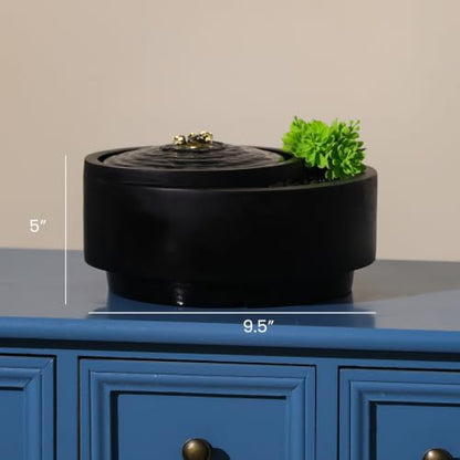 9 Inch Indoor Table Fountain with Succulent Plants - Zen Garden Water Feature