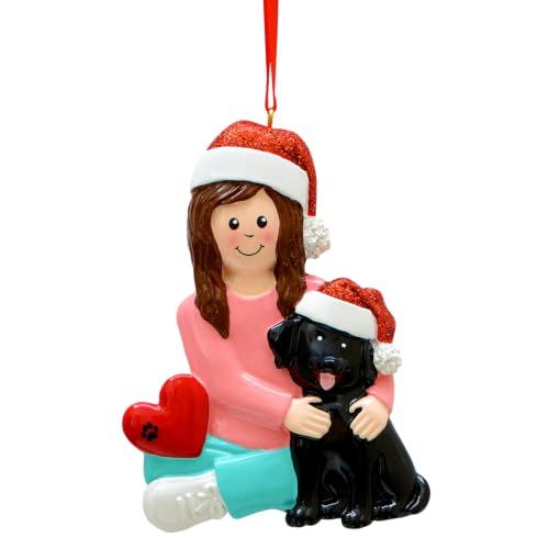 Black Girl and Dog Christmas Ornament - Personalized Dog Lover Gift