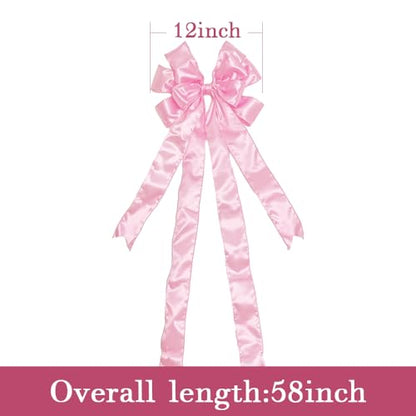 Pink Christmas Tree Topper Bow with Long Streamers - Large Holiday Decoration