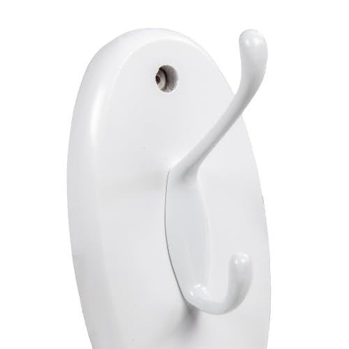 Double Bathroom Robe Hook White - Wall Mount Shower & Closet Accessory