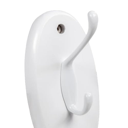 Double Bathroom Robe Hook White - Wall Mount Shower & Closet Accessory