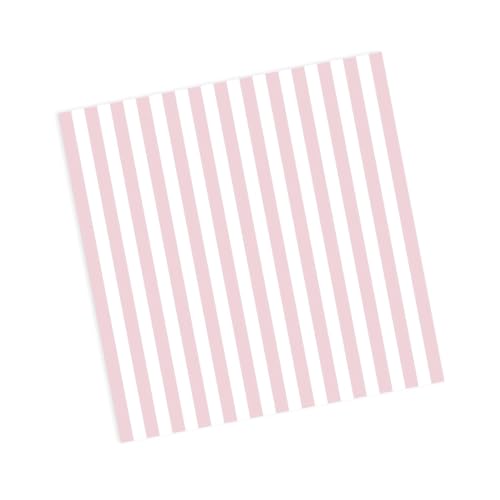 Light Pink Disposable Cocktail Napkins - 5x5 Inch, 100 Count, Pink Striped Design