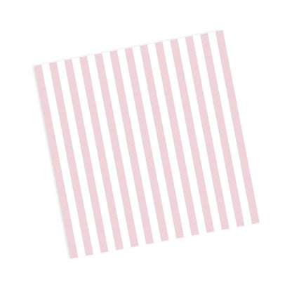 Light Pink Disposable Cocktail Napkins - 5x5 Inch, 100 Count, Pink Striped Design