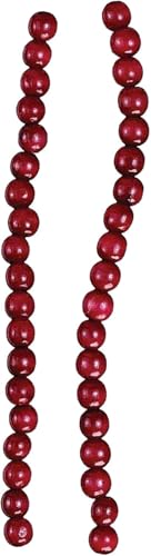 9-Foot Wood Beaded Burgundy Garland for Holiday Decor