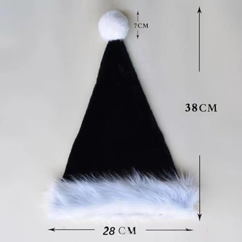 Child Santa Hat Black Velvet Plush Xmas Hat for Kids Holiday Party