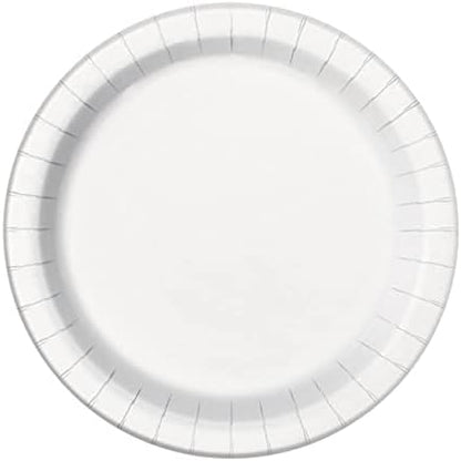White Round Paper Dinner Plates - 9-Inch, 8 Count | Ideal for Parties, Showers & Special Events