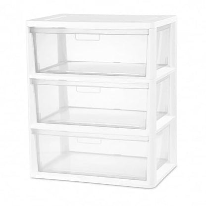 White 3 Drawer Plastic Storage Tower Wide Closet Organizer - Kids Safe