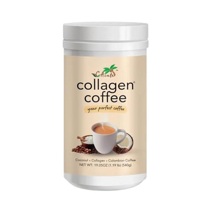 CAcafe Collagen Coffee | Coconut Infused Colombian Blend Coffee with Anti-Aging Collagen | Antioxidants & Natural Energy | 19.05oz