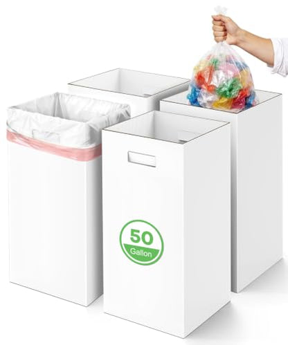 50 Gallon Cardboard Disposable Trash Cans for Parties - 4 Pack