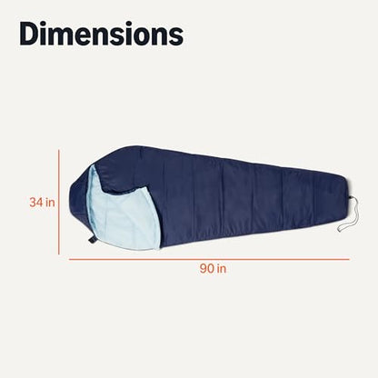 Adult Sleeping Bag 3-Season Warm & Cool Weather Camping Gear Navy Blue 1 Person - Amazon Basics