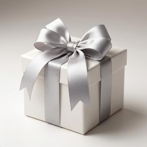 Silver Double Face Satin Ribbon 1 Inch x 50 Yards for Crafts Gift Wrapping