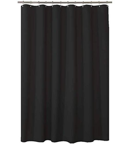 AmazerBath Plastic Shower Curtain, 72 x 84 Inches PEVA Shower Curtain with Heavy Duty Clear Stones and Grommet Holes, Waterproof Thick Bathroom Plastic Shower Curtains-Black