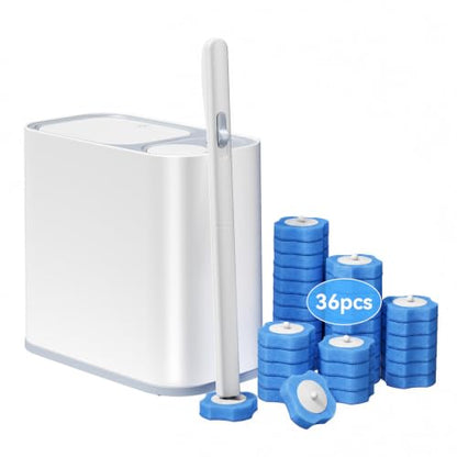 Bathroom Trash Can with Disposable Toilet Brush & 36 Refills - 1.5 Gallon Slim Set