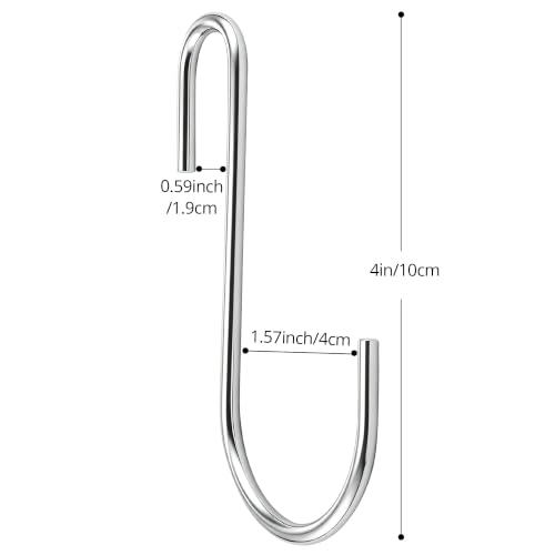 Heavy Duty 4 Inch Silver S Hooks Pack for Kitchen & Closet Organization