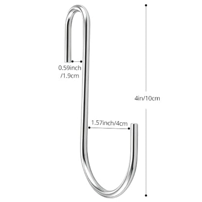 Heavy Duty 4 Inch Silver S Hooks Pack for Kitchen & Closet Organization