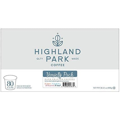 Highland Park Coffee Single Serve Coffee Pods Compatible with Keurig K Cup Brewers, Variety Pack, 80 Count